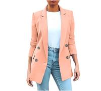 NSICBMNO Orange Womens Blazer Suit Plus Size Suit Jacket Open Front Cardigans Ruched Sleeve Blazer Lapel Collar Jacket Office Work Tops Double Breasted Casual Coats Cardigans