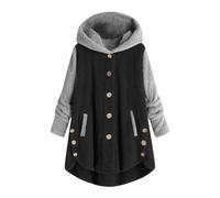 NSICBMNO Oversized Hoodie Women Plus Size Winter Fleece Jackets Button Up Sweater Sherpa Coat Hooded Sweatshirt Casual Loose Sweater Striped Cardigan Jackets Long Sleeve Coat Loungewear Outwear