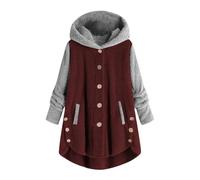 NSICBMNO Oversized Hoodie Women Plus Size Winter Fleece Jackets Button Up Sweater Sherpa Coat Hooded Sweatshirt Casual Loose Sweater Striped Cardigan Jackets Long Sleeve Coat Loungewear Outwear