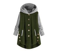 NSICBMNO Oversized Hoodie Women Plus Size Winter Fleece Jackets Button Up Sweater Sherpa Coat Hooded Sweatshirt Casual Loose Sweater Striped Cardigan Jackets Long Sleeve Coat Loungewear Outwear