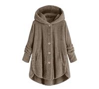NSICBMNO Oversized Hoodies For Women Uk Fuzzy Fleece Coat Long Sleeve Thermal Tops Girls Pleated Coat With Pockets Casual Loose Sweater Single Breasted Coat Outwear Streetwear Fleece Blanket Jacket