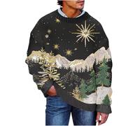 NSICBMNO Oversized Sweatshirt - Baggy Knitted Crew Neck Jumper - Christmas Tree Pullover Long Sleeve Tops Novelty Xmas Sweatshirt