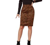 NSICBMNO Pencil Skirt for Women UK Leopard Print Skirt Midi Y2K Bodycon Knee Length Suede Fringe High Waisted Ladies Smart Skirts A Line Short Skinny Skirts