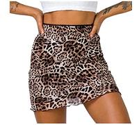 NSICBMNO Pencil Skirt for Women UK Mini Skirt Sexy Short Bodycon Leopard Print Summer Micro Ladies Casual High Waisted Y2K for Casual Work Party Going Out