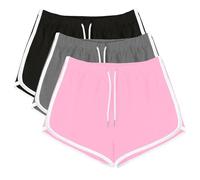 NSICBMNO Pink 3Pcs Running Shorts Womens Striped Joggers Drawstring Sweatpants Elastic Waist Jogging Pants Wide Leg Joggers Sport Gym Biker Shorts Loose Lounge Pants Pj Bottoms Ladies Short XL