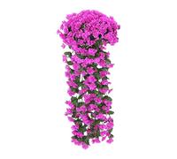 NSICBMNO Pink Artificial Hanging Plant Large Roses Artificial Flowers Trailing Plants Faux Violets Flowers Bouquet Hanging Vines For Garden Wall Wedding Indoor Outdoor Home Decorations
