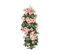 NSICBMNO Pink Artificial Hanging Plant Large Roses Artificial Flowers Trailing Plants Faux Violets Flowers Bouquet Hanging Vines For Garden Wall Wedding Indoor Outdoor Home Decorations