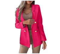 NSICBMNO Pink Blazers For Women Uk Business Casual Jacket Long Sleeve Blazer Lapel Collar Jacket Double Breasted Blazer Oversized Jackets Cardigan Work Suits Ladies Tailored Jackets
