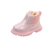 NSICBMNO Pink Girls Ankle Boots Kids Snow Boots Fleece Lined School Shoes Sparkly Princess Boot Wram Winter Boot Hiking Combat Shoes Mid Calf Combat Chunky Platform School Riding Chelsea