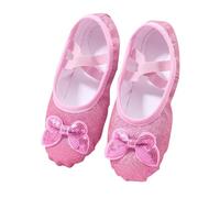 NSICBMNO Pink Girls Party Shoes Sparkly Glitter Bow Ballet Flats Strappy Mary Jane Shoes Slip On Ballet Pumps Moccasins Slipper for Toddler Little Big Kids Wedding Birthday Prom Dress Up
