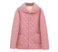 NSICBMNO Pink Winter Jackets For Women Uk Plus Size - Warm, Quilted, Padded, Sherpa Fleece Lined, Cotton, Long Sleeve, Button Up Cardigans, Thick, Thermal Jackets With Pockets 5Xl