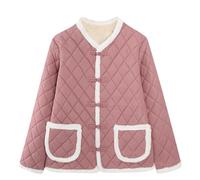 NSICBMNO Pink Winter Jackets For Women Uk Plus Size - Warm, Quilted, Padded, Sherpa Fleece Lined, Cotton, Long Sleeve, Button Up Cardigans, Thick, Thermal Jackets With Pockets 3Xl