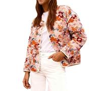 NSICBMNO Pink Women Winter Jacket Quilted Coats Padded Floral Jacket Button Up Cardigans Lightweight Puffer Ladies Quilted Coat Padded Jackets With Pockets Short Coats Cotton Jackets Streetwear