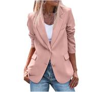 NSICBMNO Pink Womens Blazer Jacket Smart Casual Jackets Ruched Sleeve Blazer Lapel Jacket Casual Coats Single Breasted Open Formal Coats Tailored Jackets Business Work Suits