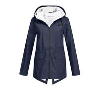 NSICBMNO Plus Size Rain Coats For Women, Waterproof Jackets Women - Fleece Lined Rain Coat Waterproof Winter Jackets Parka Coat Sherpa Fleece Jacket Full Zip Hoodie Hooded Trench Raincoats