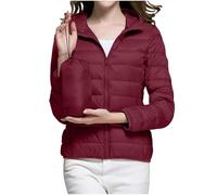 NSICBMNO Puffer Jackets Women With Hood - Lightweight Down Jacket Quilted Packable Coats, Ladies Short Winter Coats Hooded Padded Jacket, Quilted Winter Coat Zip Up Windproof Jackets Plus Size