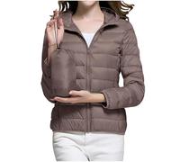 NSICBMNO Puffer Jackets Women With Hood - Lightweight Down Jacket Quilted Packable Coats, Ladies Short Winter Coats Hooded Padded Jacket, Quilted Winter Coat Zip Up Windproof Jackets Plus Size