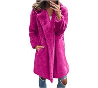 NSICBMNO Purple Fleece Jacket Women Fur Coat Open Front Cardigans Elegant Trench Coat With Pocket Longline Coats Teddy Fleece Jackets Winter Coats Lapel Collar Jacket Outwear Long Overcoat Plus Size