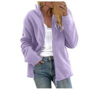 NSICBMNO Purple Winter Jackets For Women Uk Fleece Hoodies Long Sleeve Jacket Oversized Sweatshirts With Pocktes Zip Up Hoodies Hooded Sweatshirt Thick Fleece Jacket Thermal Coats For Hiking Camping