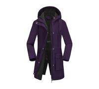 NSICBMNO Purple Womens Waterproof Jackets Fleece Lined Waterproof Jacket Rain Coat Long Parka Coats Warm Windbreaker Thermal Winter Coats Full Zip Hoodie Hooded Trench Coat Long Raincoat With Hood