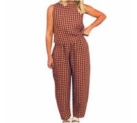 NSICBMNO Red Co Ord Sets For Women Summer Lounge Wear Sets Plaid Pyjamas Sleeveless Vest Tops Baggy Trousers 2 Piece Outfits Checked Pj Bottoms Cotton Tops Casual Tracksuit Gym Outfits Streetwear