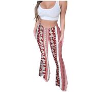 NSICBMNO Red Flared Trousers Women Bootleg Leggings Ethnic Pants Wide Leg Yoga Pants Boho Trousers Lightweight Summer Trouser High Waisted Leggings Casual Tracksuit Bottoms Gym Workout