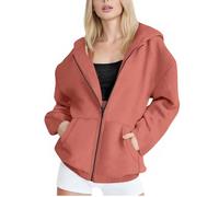 NSICBMNO Red Oversized Hoodie Women Fleece Lined Jacket Zip Up Hoodie Winter Jackets Sherpa Sweatshirt With Pockets Baggy Sweatshirts Casual Jackets Travel Tunic Tops Loose Jumpers Outwear