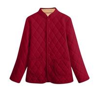 NSICBMNO Red Winter Jackets For Women Uk Plus Size - Warm, Quilted, Padded, Sherpa Fleece Lined, Cotton, Long Sleeve, Button Up Cardigans, Thick, Thermal Jackets With Pockets 3Xl