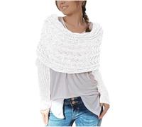 NSICBMNO Scarf with Sleeves Women Long Sleeve Shrugs Knitted Scarf with Sleeves Ladies Crochet Shrugs Shawl Wraps Knitted Sweater Cable Knit Wrap Shawl Crop Jumpers Wrap Warmer