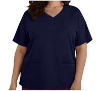 NSICBMNO Scrub Tops for Women UK Plus Size V Neck T Shirts with Pockets Short Sleeve Tunic Tops Hospital Uniform Nurse Scrub Top Workwear Oversized T Shirts Medical Uniforms & Scrubs