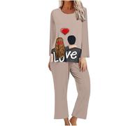 NSICBMNO Sets Leopard Print Pyjamas Petite Pyjamas For women Uk Long Sleeves Ladies Size 10 Cotton Satin For women Leopard women'S Pyjama