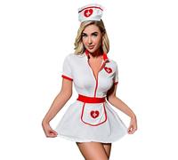 NSICBMNO Sexy Outfits for Women UK Sexy Nurse Outfit V Neck Nightdress Roleplay Outfit Naughty Lace Babydoll Lingerie Chemise Erotic Lingerie Set Anime Cosplay Teddy Nightwear White