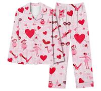 NSICBMNO Silk Pyjamas Unisex womens Short Pyjamas Set Plus Size Cotton Button Up For women For women Sexy Uk girls Red Silk Comfy