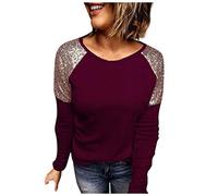 NSICBMNO Sparkly Tops for Women UK Out Tops for Women UK Party Sexy Party Sparkly Wear Autumn Silver Sequin Top Long Sleeve