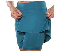 NSICBMNO Sports Skorts for Women Ladies Active Performance Tennis Skort Lightweight High Waisted Skirt for Running Golf Sport Summer Yoga Workout Activewear Shorts Athletic Skorts 1-Green1 XL