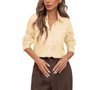 NSICBMNO Striped Shirt Women Long Sleeve Tops Button Up Shirt with Pocket | Work Tunic Party Tops Stretch Fitted Formal Shirt Casual Shirts Office Work Tops Fashion Dressy Tunic Blouses Ladies Office