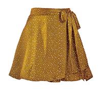 NSICBMNO Summer Skirts for Women UK Pleated Mini Skirts Polka Dot Skirt Ruffle Summer Sexy Short Chiffon Skirt Lace Up Bodycon A Line for Holiday Beach Party