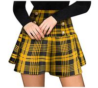 NSICBMNO Tartan Skirt Women Plus Size Pleated Skirt Sexy Mini Skirts Plaid Skirts High Waisted A-Line Flared Skater Casual Short for Tennis School Dance Party Club