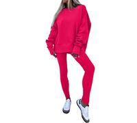 NSICBMNO Tracksuit Womens Full Set 2 Piece Outfits Lounge Wear Sets Oversized Sweatshirt Tunic Tops Gym Leggings Straight Leg Joggers Airport Outfit Jogging Suits Co Ord Sets Y2K Streetwear