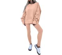 NSICBMNO Tracksuit Womens Full Set 2 Piece Outfits Lounge Wear Sets Oversized Sweatshirt Tunic Tops Gym Leggings Straight Leg Joggers Airport Outfit Jogging Suits Co Ord Sets Y2K Streetwear