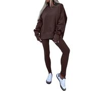 NSICBMNO Tracksuit Womens Full Set 2 Piece Outfits Lounge Wear Sets Oversized Sweatshirt Tunic Tops Gym Leggings Straight Leg Joggers Airport Outfit Jogging Suits Co Ord Sets Y2K Streetwear