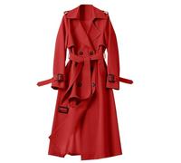NSICBMNO Trench Coats For Women Long Coats - Longline Overcoat Lightweight Jackets Windproof Outerwear Lapel Collar Double Breasted Trench Coat With Belt And Pockets, Petite Winter Pea Coat