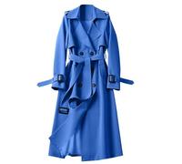 NSICBMNO Trench Coats For Women Long Coats - Longline Overcoat Lightweight Jackets Windproof Outerwear Lapel Collar Double Breasted Trench Coat With Belt And Pockets, Petite Winter Pea Coat