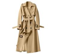 NSICBMNO Trench Coats For Women Long Coats - Longline Overcoat Lightweight Jackets Windproof Outerwear Lapel Collar Double Breasted Trench Coat With Belt And Pockets, Petite Winter Pea Coat