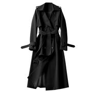 NSICBMNO Trench Coats For Women Long Coats - Longline Overcoat Lightweight Jackets Windproof Outerwear Lapel Collar Double Breasted Trench Coat With Belt And Pockets, Petite Winter Pea Coat
