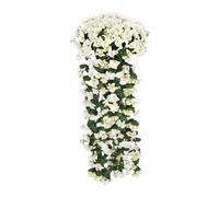 NSICBMNO White Artificial Hanging Plant Large Roses Artificial Flowers Trailing Plants Faux Violets Flowers Bouquet Hanging Vines For Garden Wall Wedding Indoor Outdoor Home Decorations