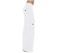 NSICBMNO White Flared Trousers Women Plus Size High Waisted Trousers Ladies Cargo with Pockets Stretch Yoga Pants Summer Bootcut Work Loose Sweatpants Bell Bottoms