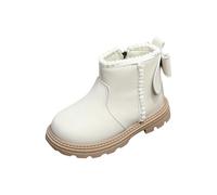 NSICBMNO White Horse Riding Boots Girls Cowgirl Boot Fleece Winter Booties Bow Shoes Horse Riding Boots Kids Mid Calf Combat Biker Boot Cow Girl School Shoes