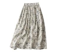 NSICBMNO White Midi Skirts for Women UK Summer Skirts Pleated Elasticated Waist Long Flared A Line Ruffle Boho Tiered Casual Beach Loungwear