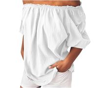 NSICBMNO White Off The Shoulder Tops for Women Short Sleeve Blouses Plus Size Cotton Linen Casual Oversized Tunic Top Baggy T Shirts Ruched Summer Tops Loose Blouses for Going Out Y2K Holiday Beach